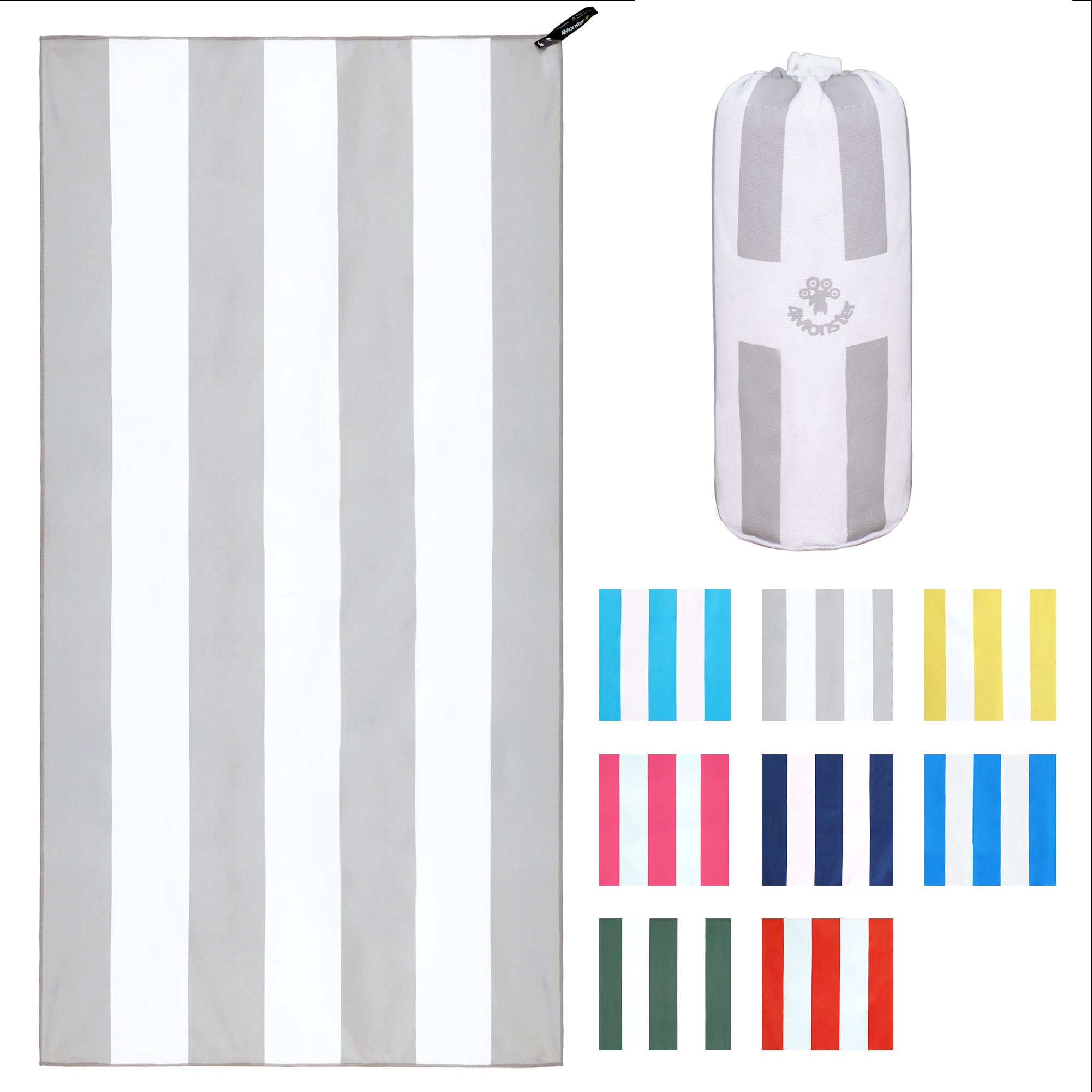 4Monster Microfiber Striped Beach Towel - Bright Colors