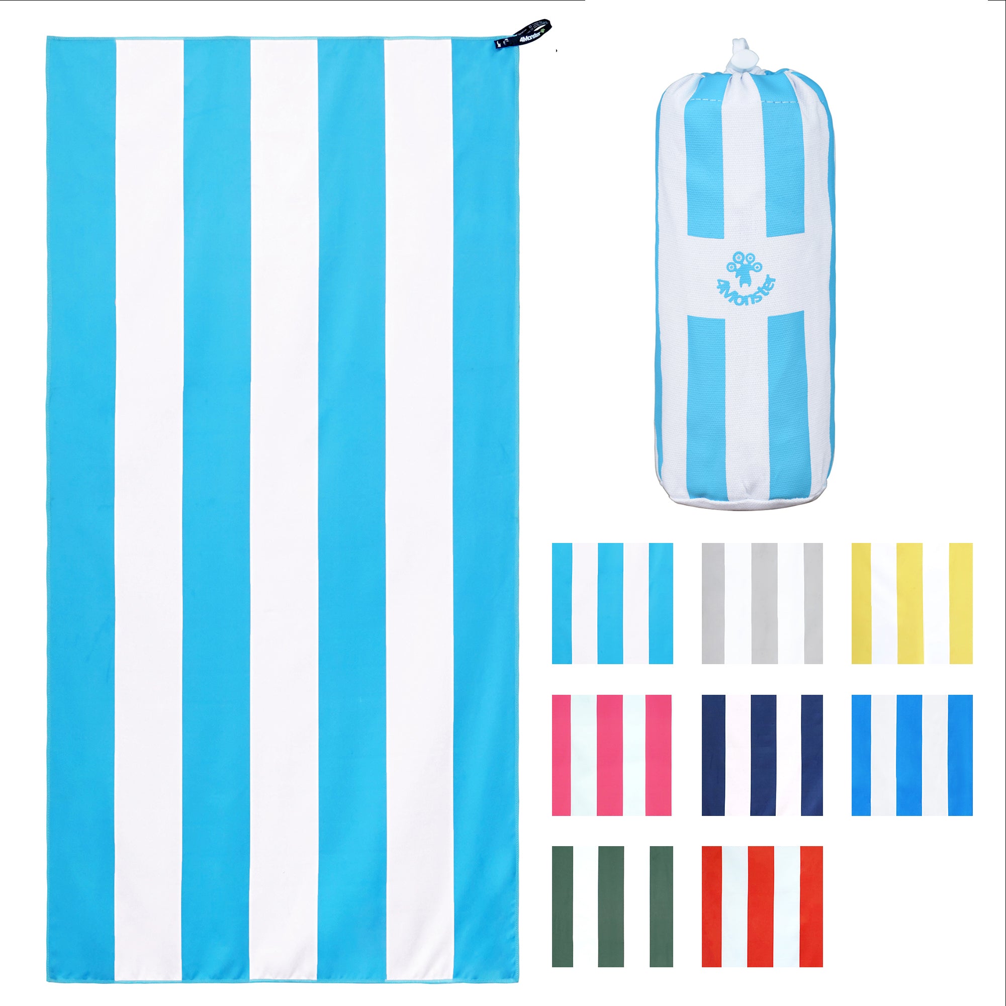 4Monster Microfiber Striped Beach Towel - Bright Colors