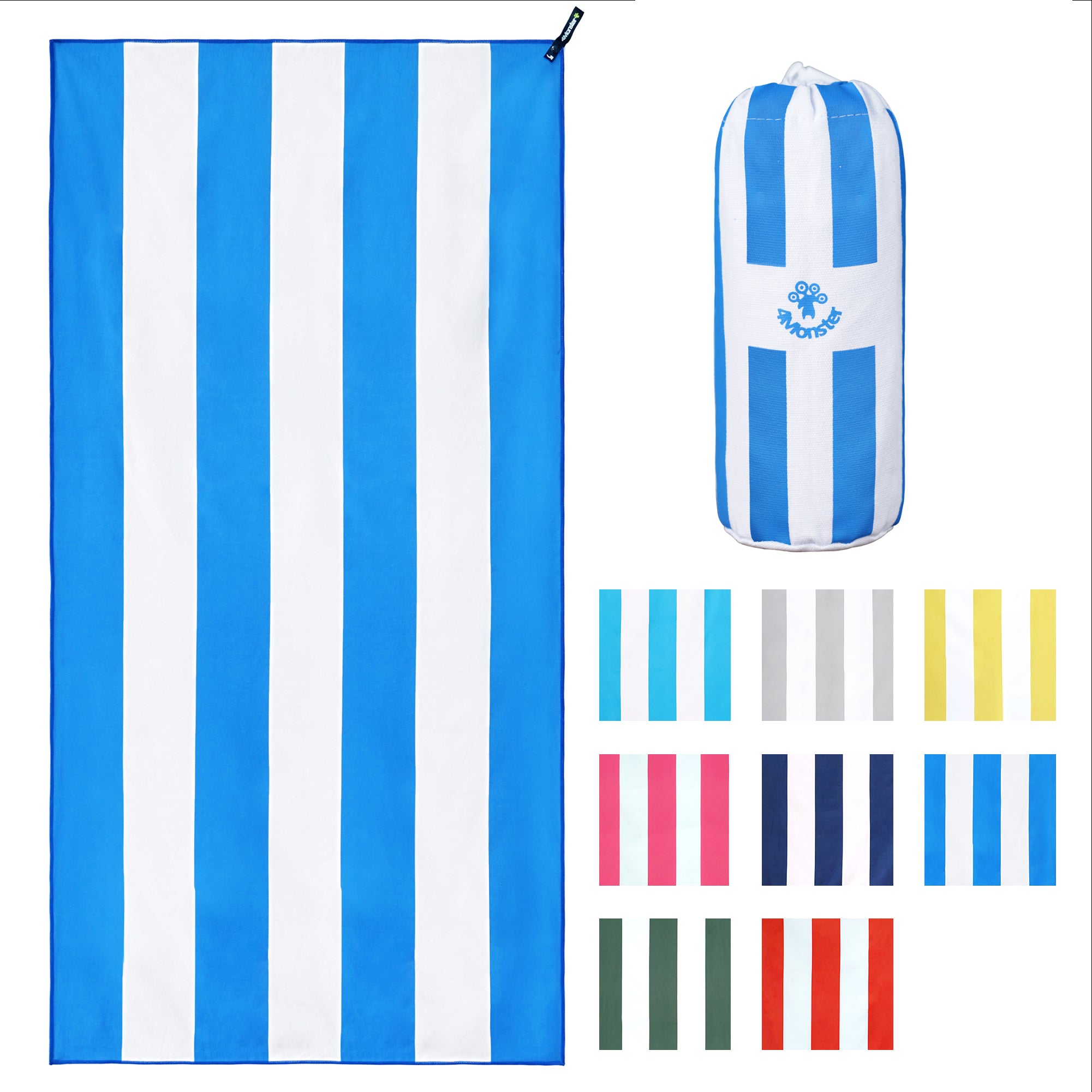 4Monster Microfiber Striped Beach Towel - Bright Colors
