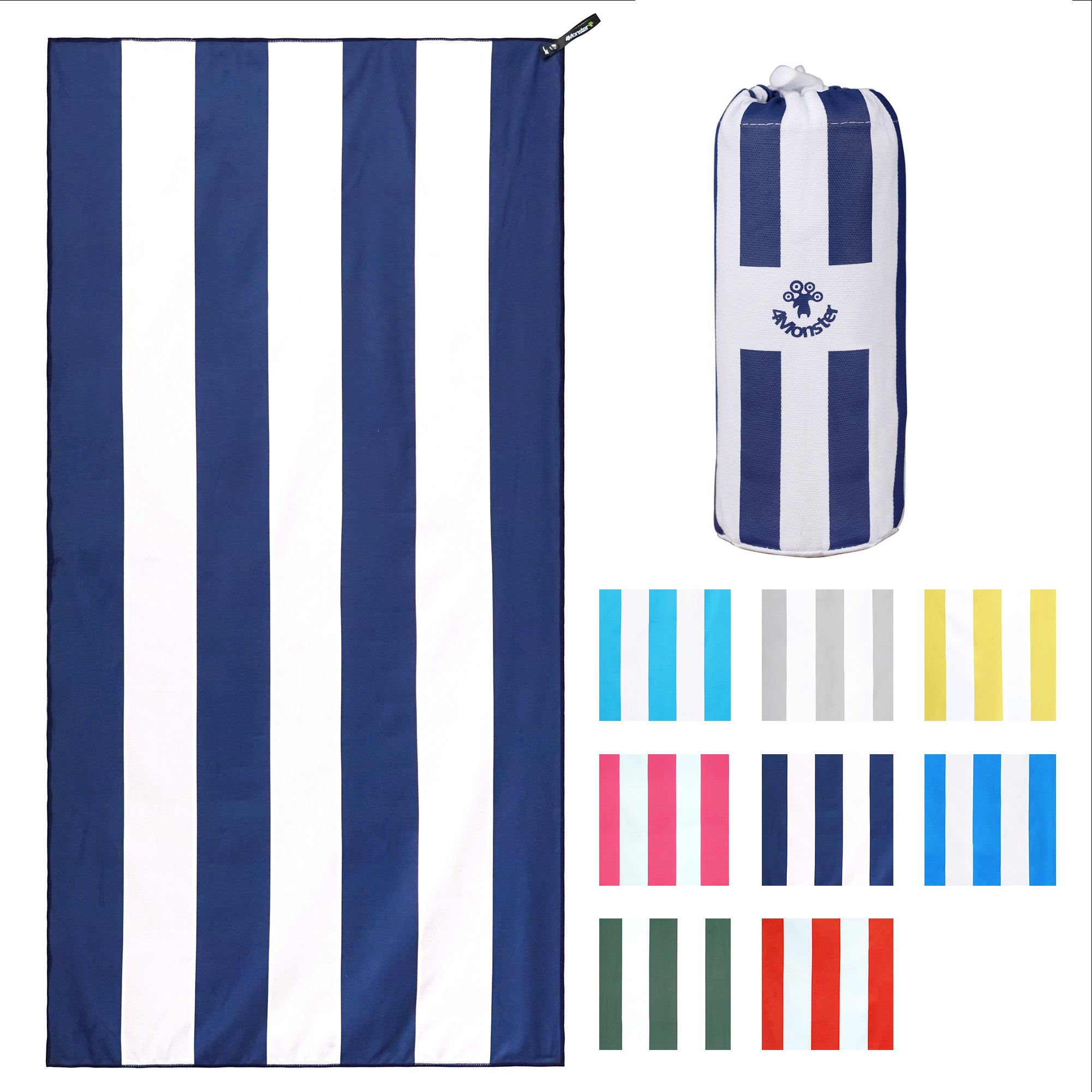 4Monster Microfiber Striped Beach Towel - Bright Colors