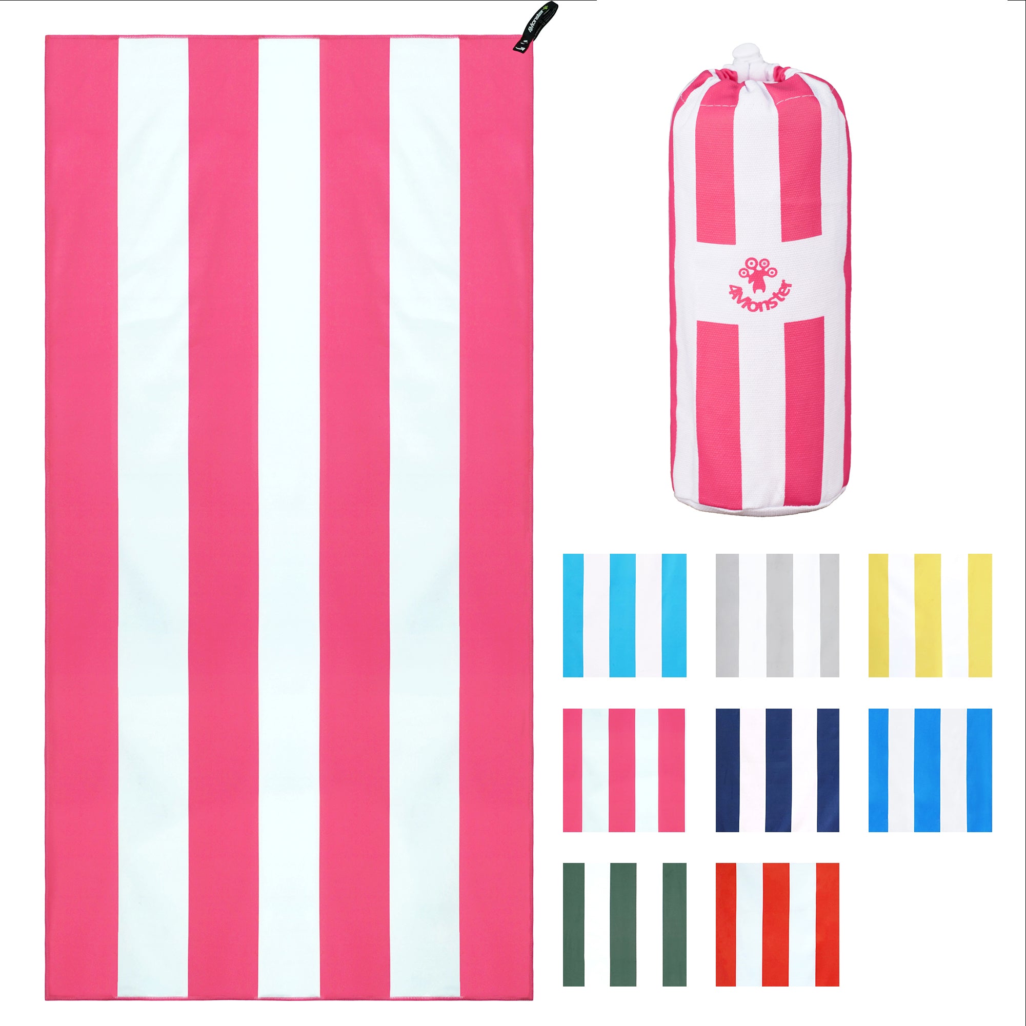 4Monster Microfiber Striped Beach Towel - Bright Colors