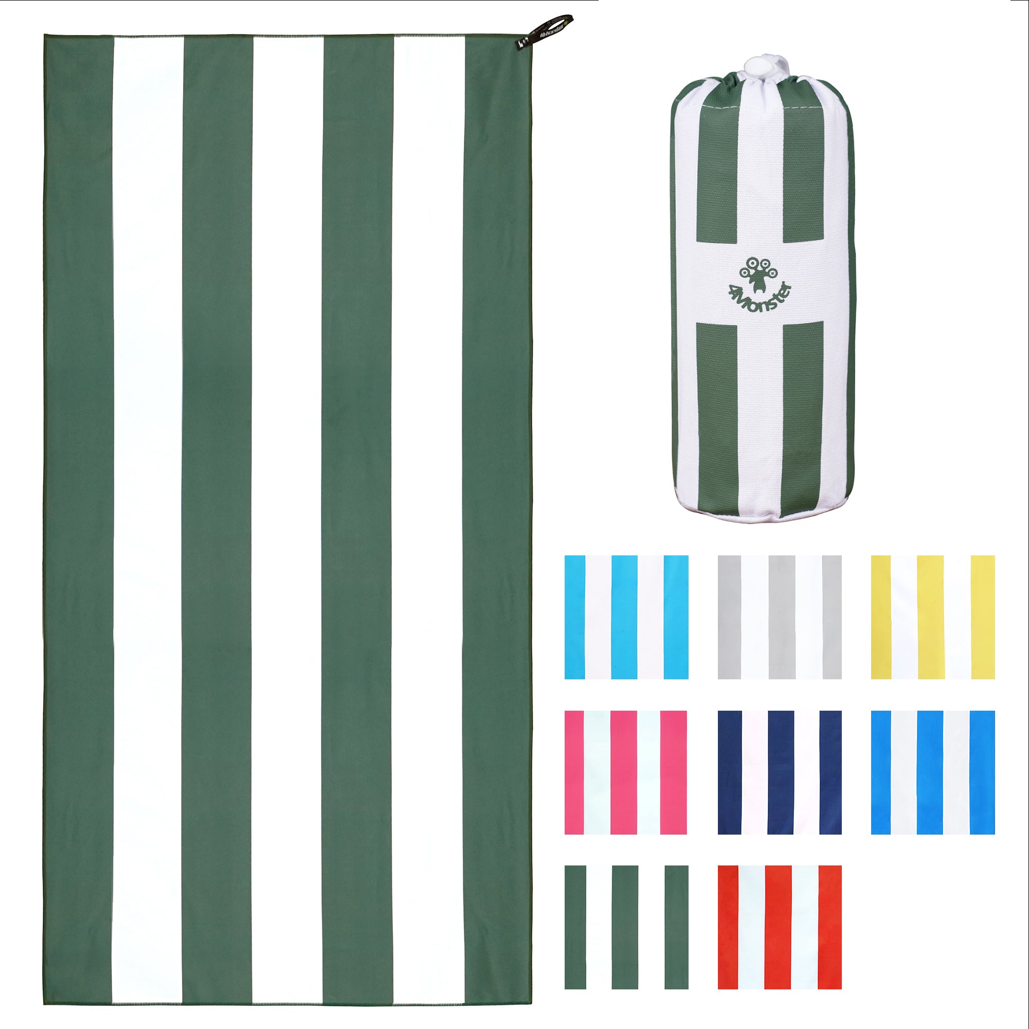 4Monster Microfiber Striped Beach Towel - Bright Colors