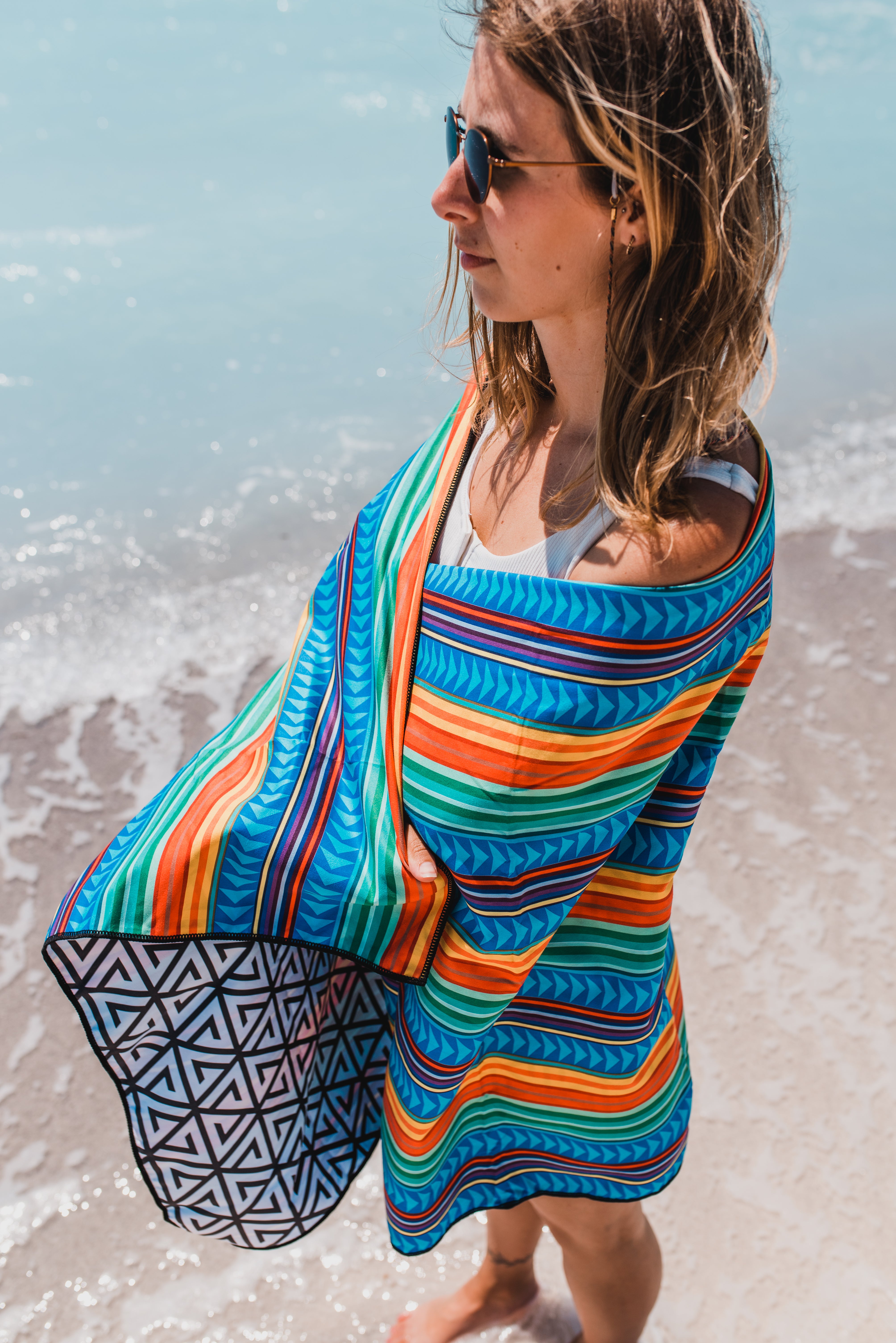 4Monster Sand-Free Beach Towel Multi-Color Stripe