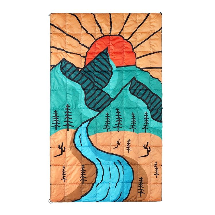 4Monster Down Puffy Camping Travel Blanket - Abstract mountain peak Camping Blanket 4monster outdoor 1-Person (54 x 80”)