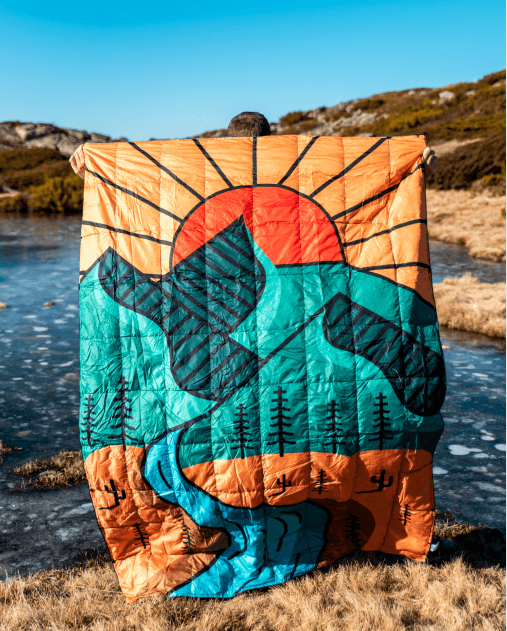 4Monster Down Puffy Camping Travel Blanket - Abstract mountain peak Camping Blanket 4monster outdoor