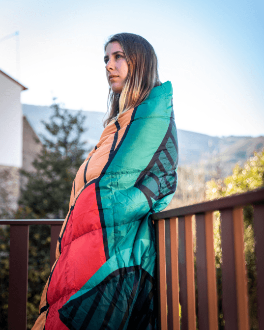 4Monster Down Puffy Camping Travel Blanket - Abstract mountain peak Camping Blanket 4monster outdoor