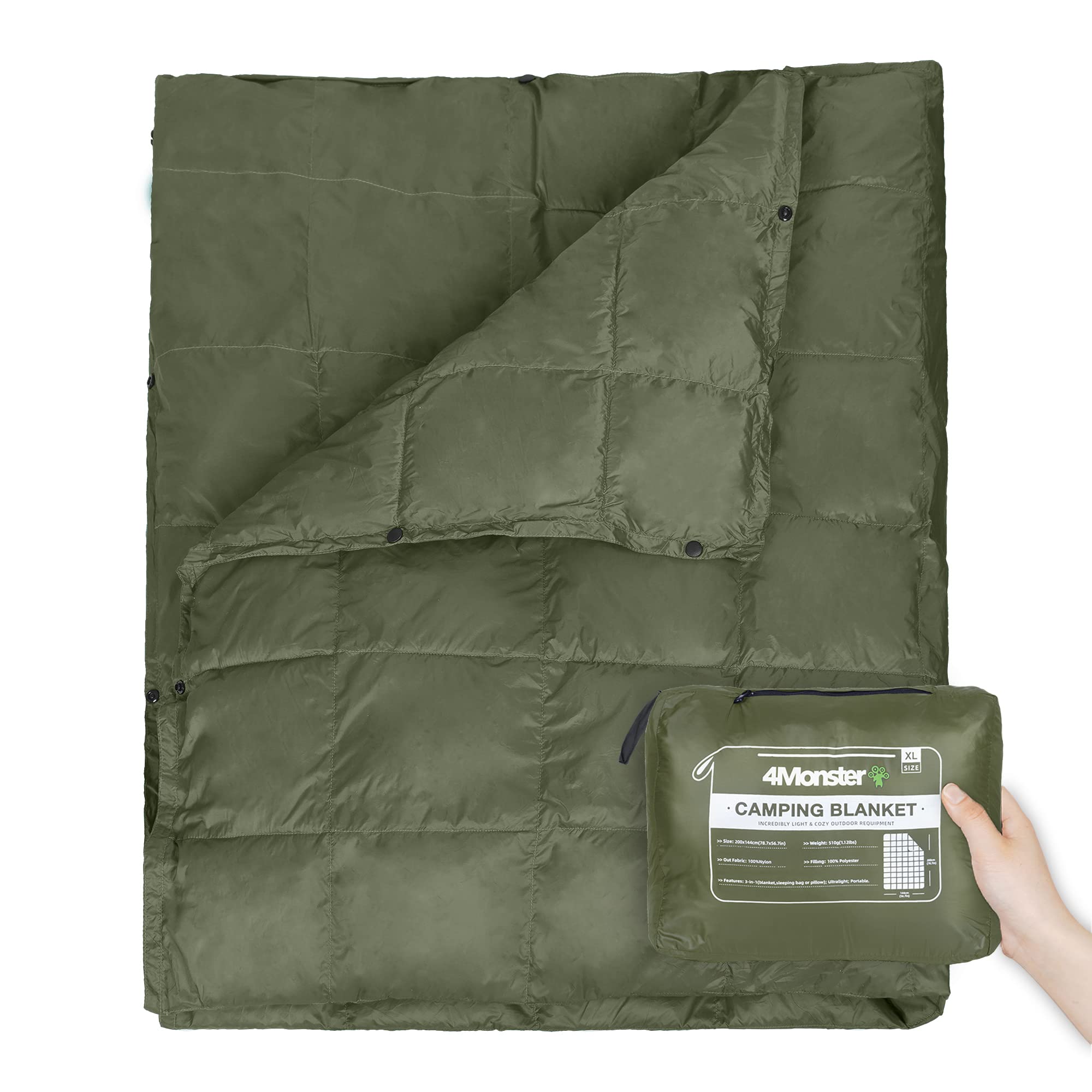 FREE SHIPPING 4Monster Feather Silk Blanket blanket 4monster outdoor Army Green L (55”X 69”)