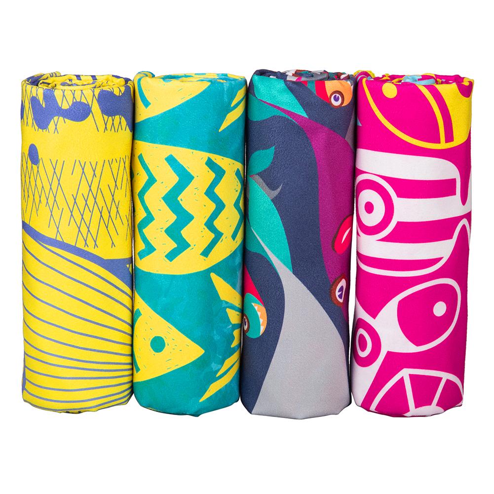 4Monster Microfiber Beach Towel Quick Dry Absorbent Lightweight Towel Fish Fashion microfiber towel 4Monster Multi Color (Four Pack) X-Large (78 x 35 inches)