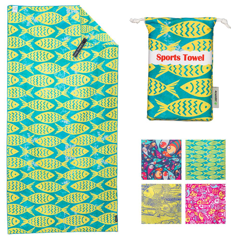 4Monster Microfiber Beach Towel Quick Dry Absorbent Lightweight Towel Fish Fashion microfiber towel 4Monster Green Large (63 x 31.5 inches)