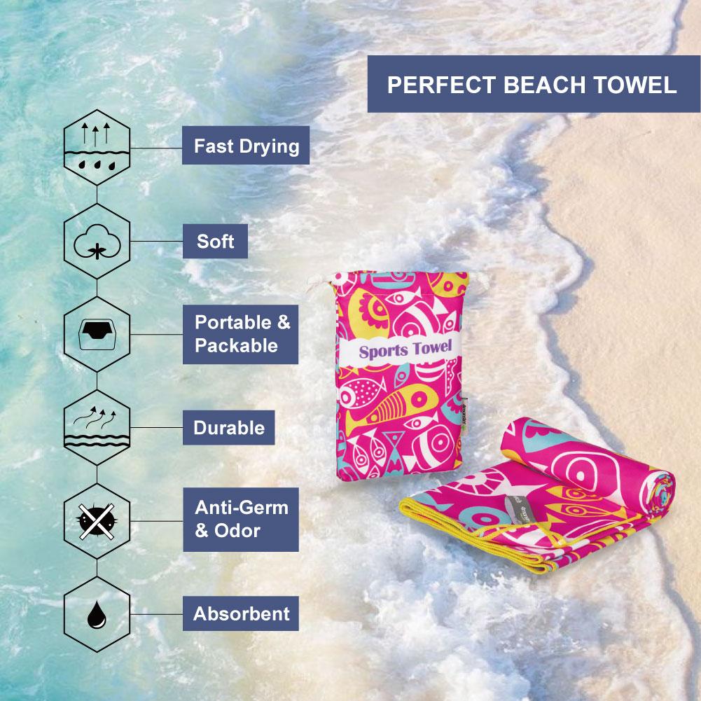 4Monster Microfiber Beach Towel Quick Dry Absorbent Lightweight Towel Fish Fashion microfiber towel 4Monster