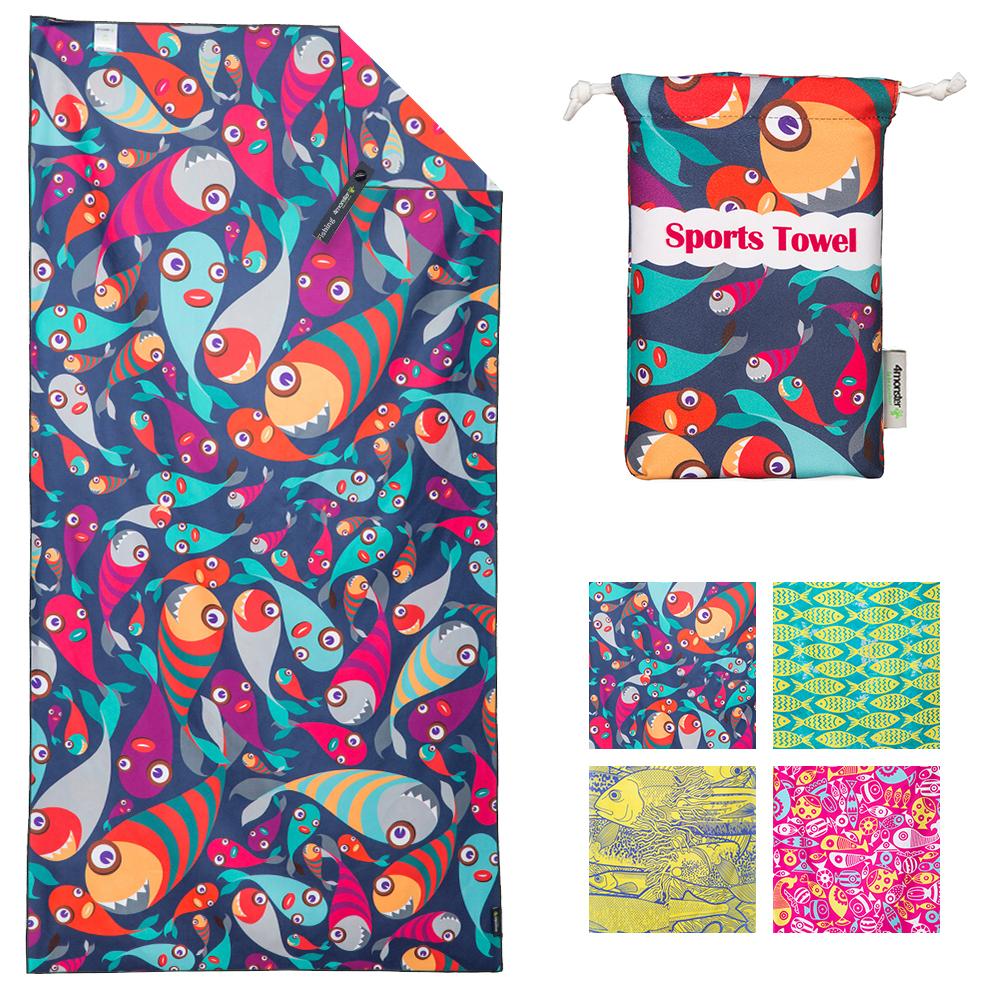 4Monster Microfiber Beach Towel Quick Dry Absorbent Lightweight Towel Fish Fashion microfiber towel 4Monster Colourful Blue Large (63 x 31.5 inches)
