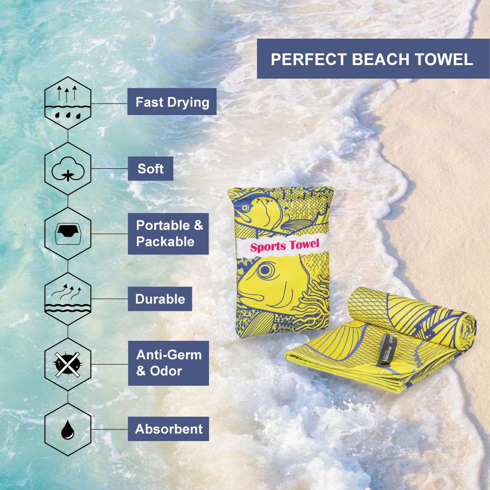 4Monster Microfiber Beach Towel Quick Dry Absorbent Lightweight Towel Fish Fashion microfiber towel 4Monster