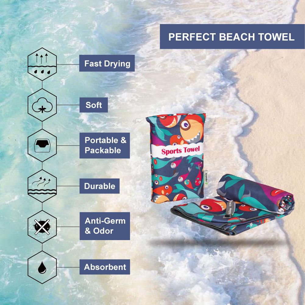 4Monster Microfiber Beach Towel Quick Dry Absorbent Lightweight Towel Fish Fashion microfiber towel 4Monster