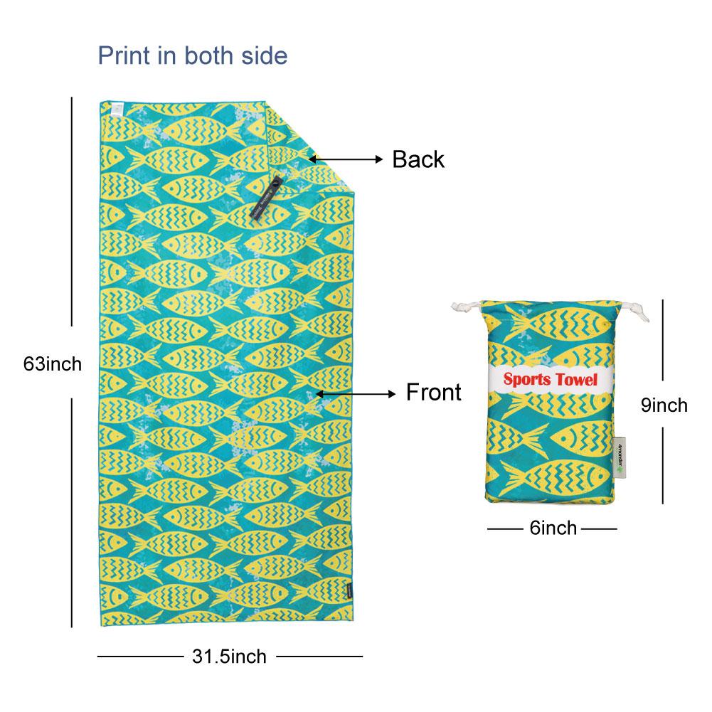 4Monster Microfiber Beach Towel Quick Dry Absorbent Lightweight Towel Fish Fashion microfiber towel 4Monster
