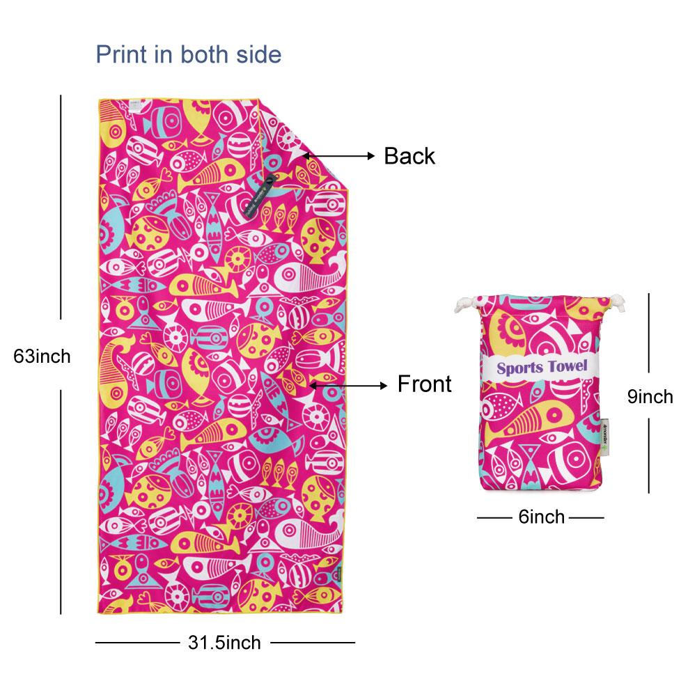 4Monster Microfiber Beach Towel Quick Dry Absorbent Lightweight Towel Fish Fashion microfiber towel 4Monster