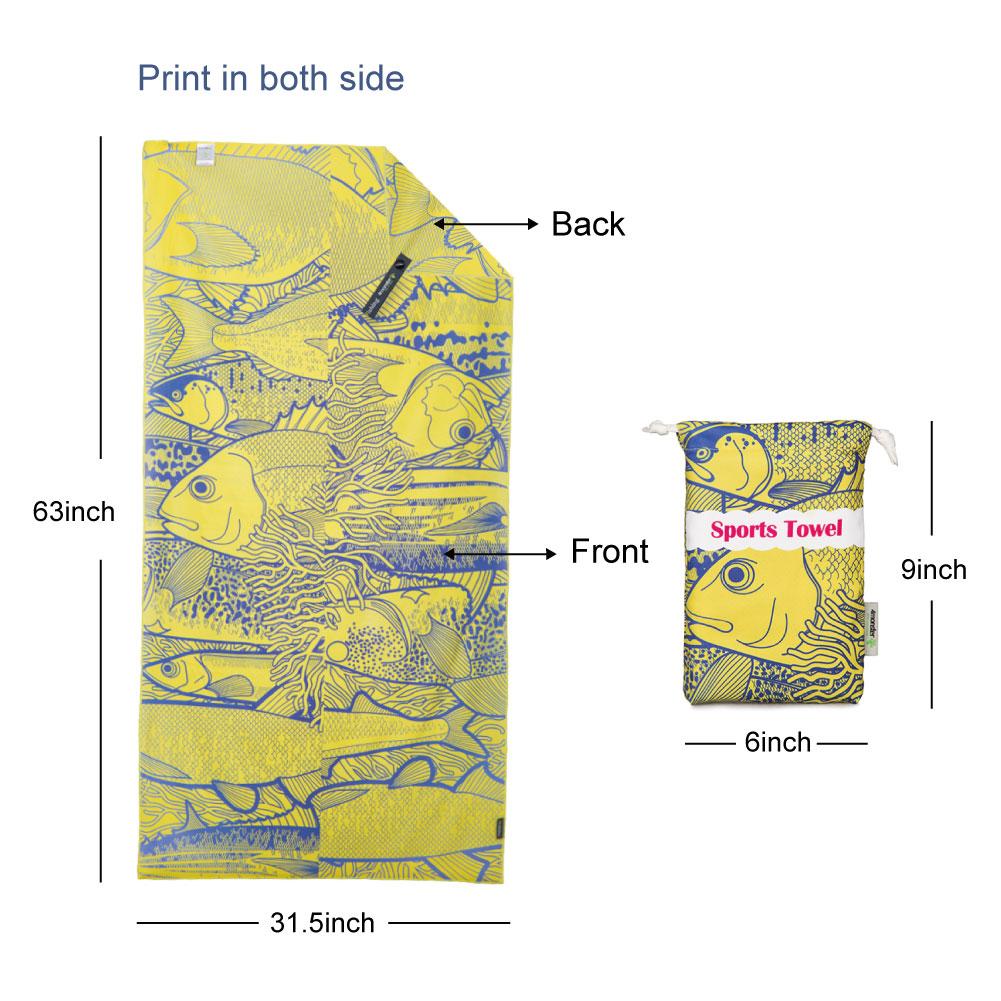 4Monster Microfiber Beach Towel Quick Dry Absorbent Lightweight Towel Fish Fashion microfiber towel 4Monster