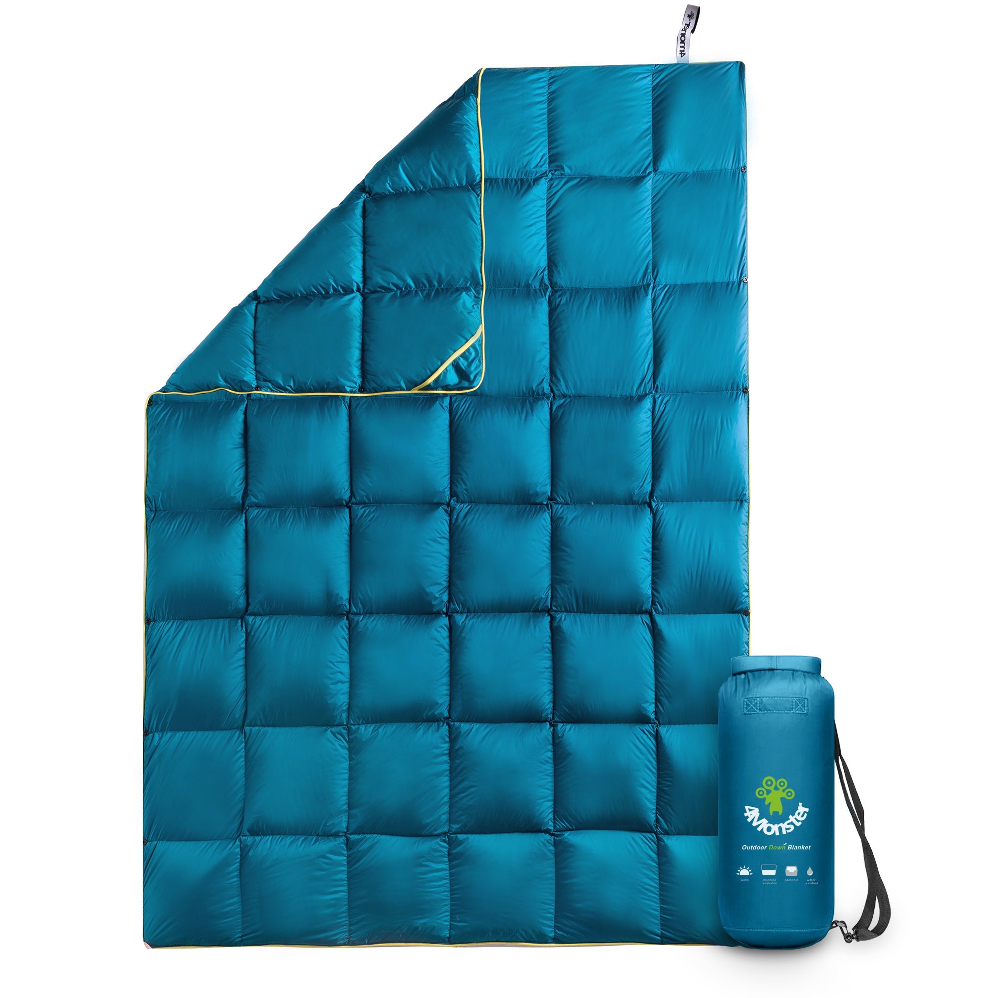 4Monster lightweight camping Packable Down Puffy Blanket - Trellis Camping Blanket 4Monster Peacock Blue S (50”X70”)