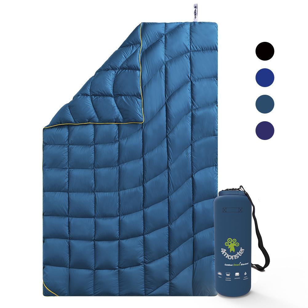 4Monster lightweight camping Packable Down Puffy Blanket - Water ripples Camping Blanket 4Monster M (54”x80”) Peacock Blue