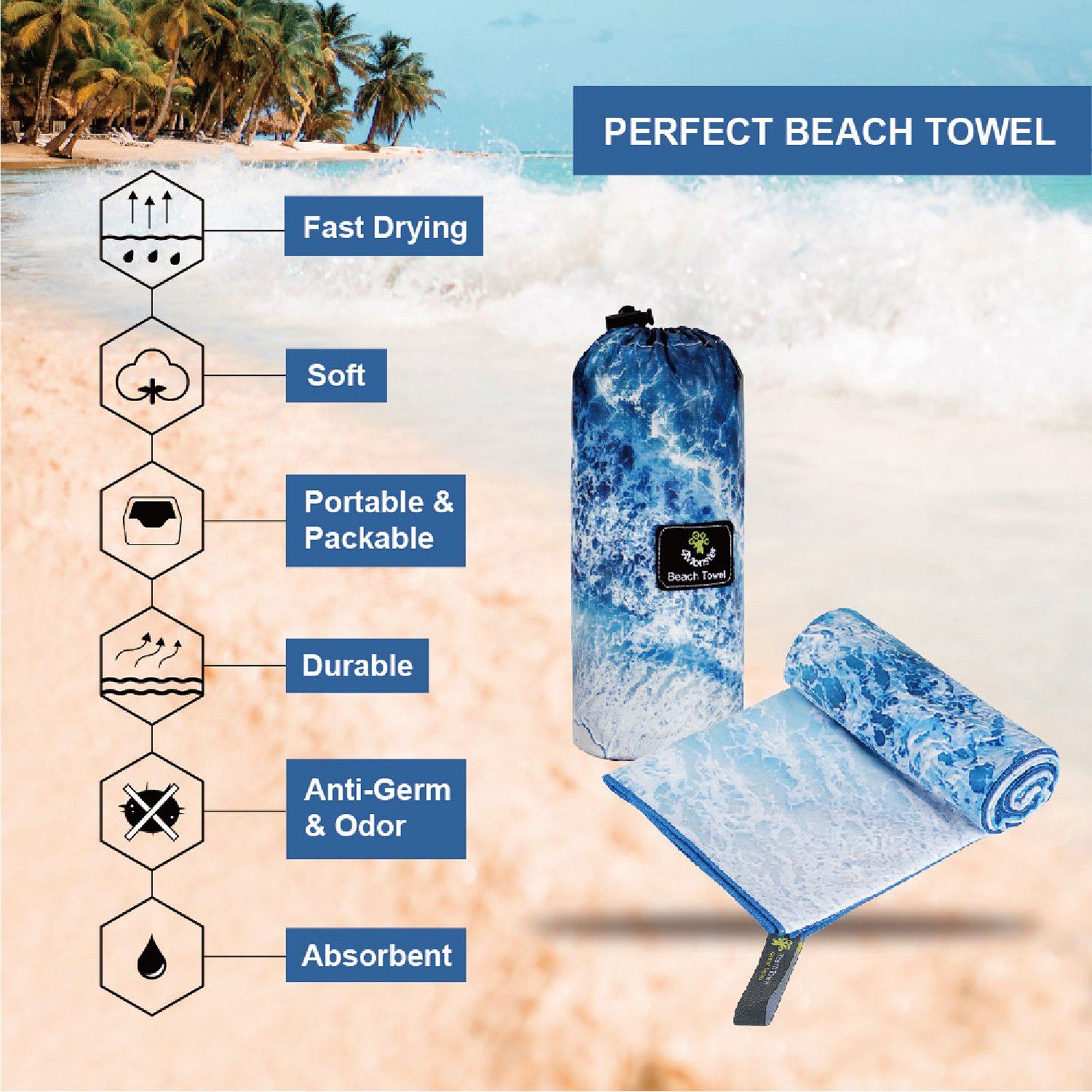 4Monster Ocean Series Microfiber Beach Towel microfiber towel 4Monster