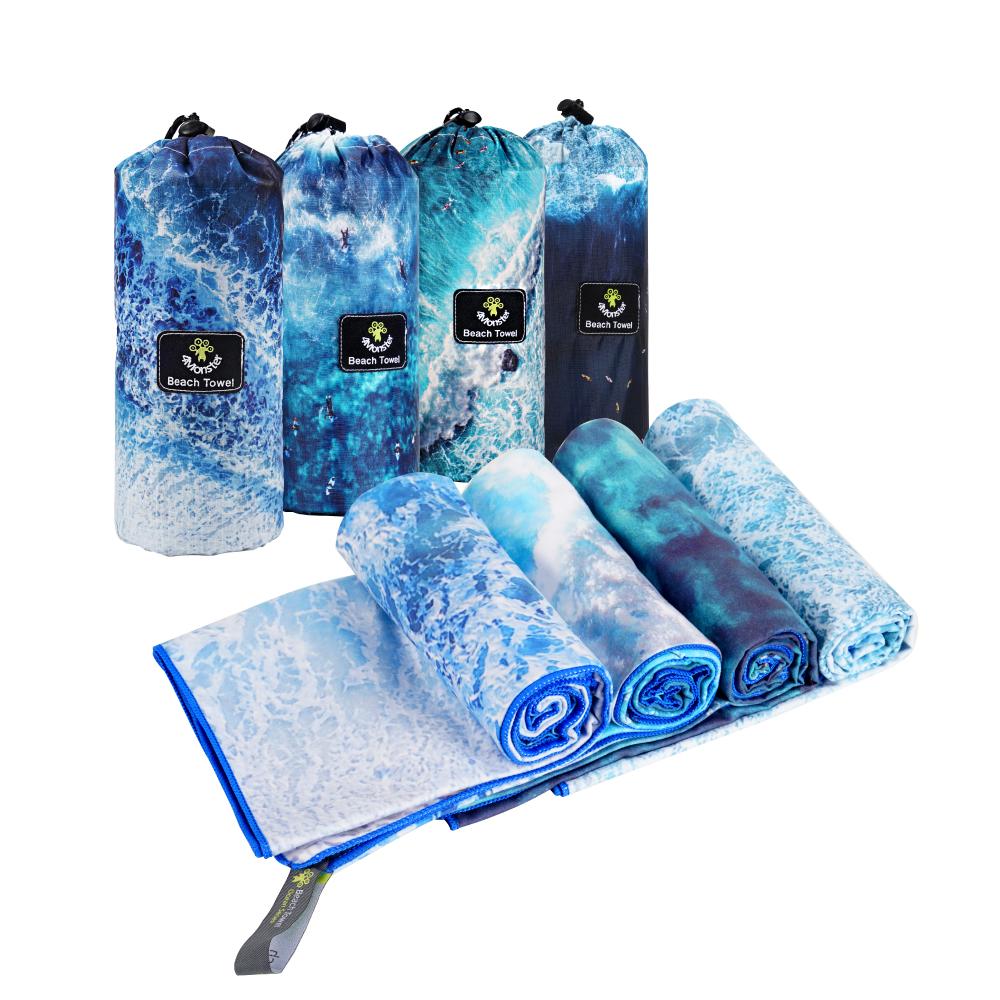 4Monster Ocean Series Microfiber Beach Towel microfiber towel 4Monster Four Pack(A-B-C-D)