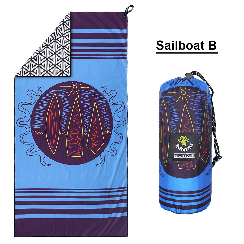 4monster Ouick Dry Microfiber Surfboard Series Beach Towel 4monster outdoor Sailboat B 63 x 31.5 inches
