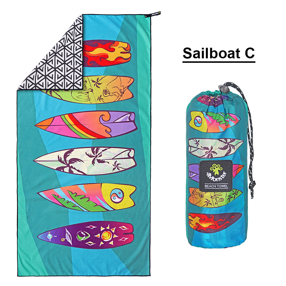 4monster Ouick Dry Microfiber Surfboard Series Beach Towel 4monster outdoor Sailboat C 63 x 31.5 inches