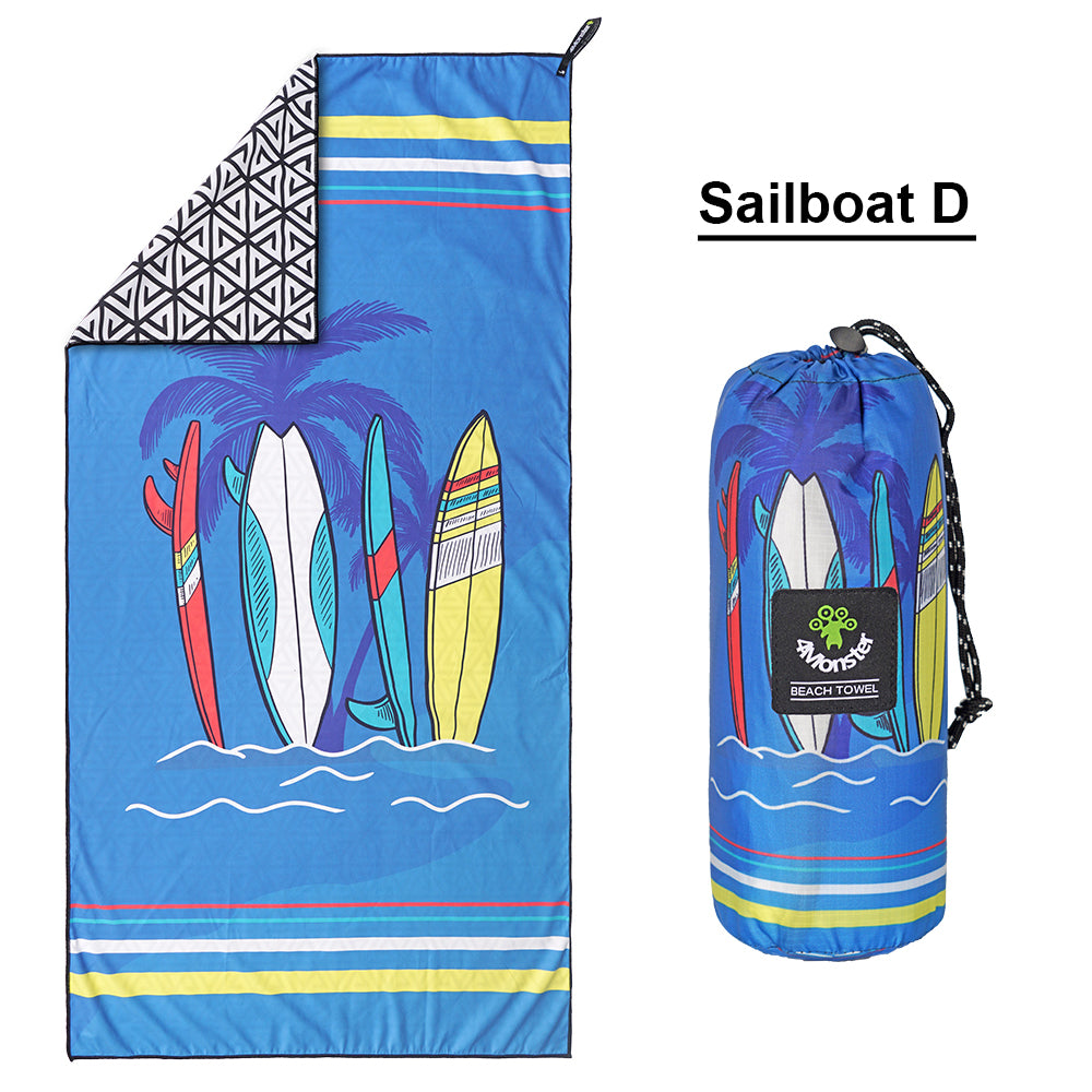 4monster Ouick Dry Microfiber Surfboard Series Beach Towel 4monster outdoor Sailboat D 63 x 31.5 inches