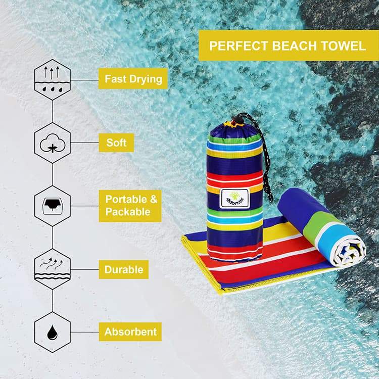 4Monster Quick Dry Beach Towel Sand Free Rainbow microfiber towel 4monster outdoor