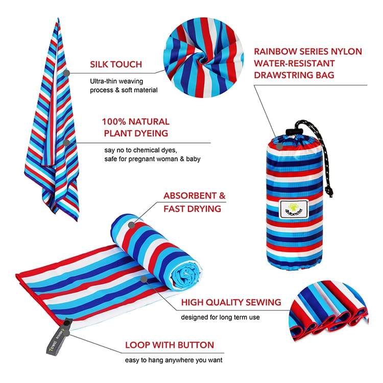 4Monster Quick Dry Beach Towel Sand Free Rainbow microfiber towel 4monster outdoor