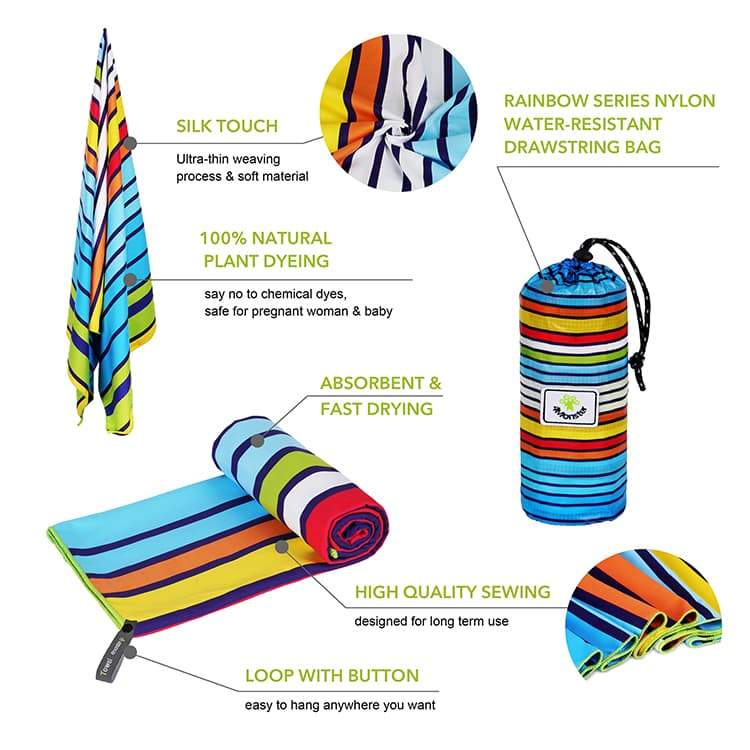 4Monster Quick Dry Beach Towel Sand Free Rainbow microfiber towel 4monster outdoor