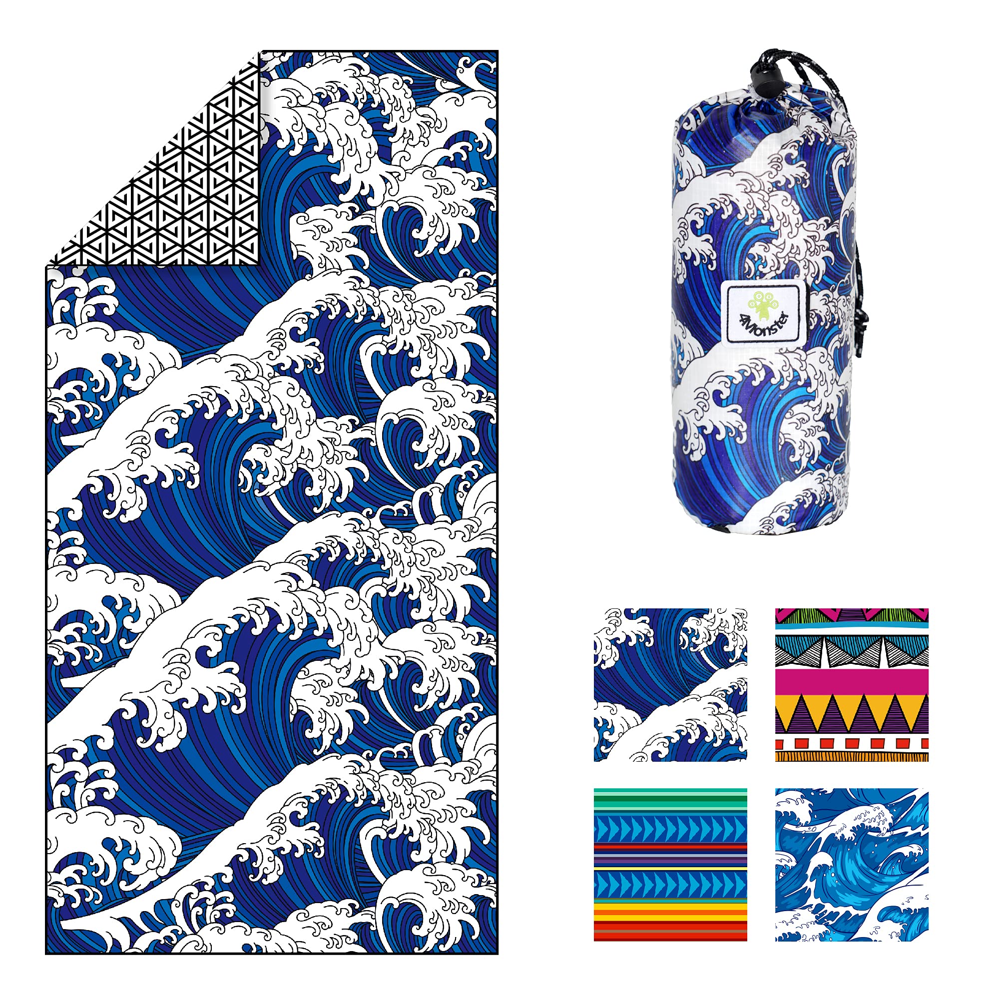 4Monster SAND-FREE BEACH TOWEL Single Sea A trave towel 4Monster Large (63 x 31.5 inches)