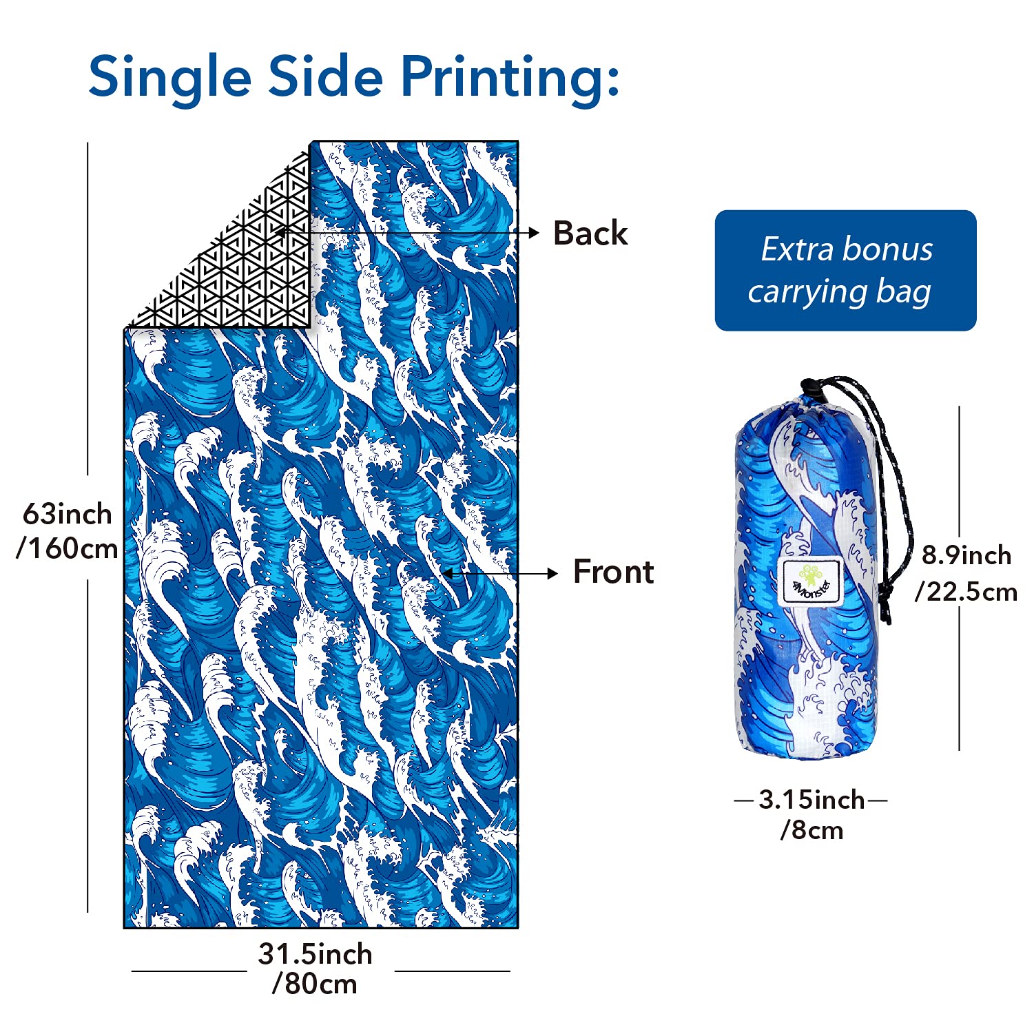 4Monster SAND-FREE BEACH TOWEL Single Sea B trave towel 4Monster