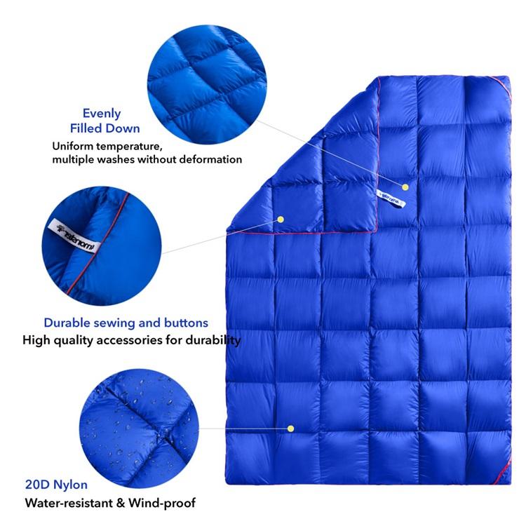 4Monster 650 Fill Power lightweight camping Packable Down Puffy Blanket - Trellis Camping Blanket 4Monster