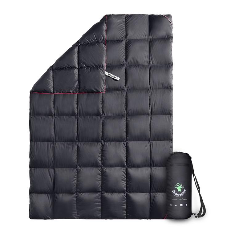 4Monster 650 Fill Power lightweight camping Packable Down Puffy Blanket - Trellis Camping Blanket 4Monster Black S (50”X70”)