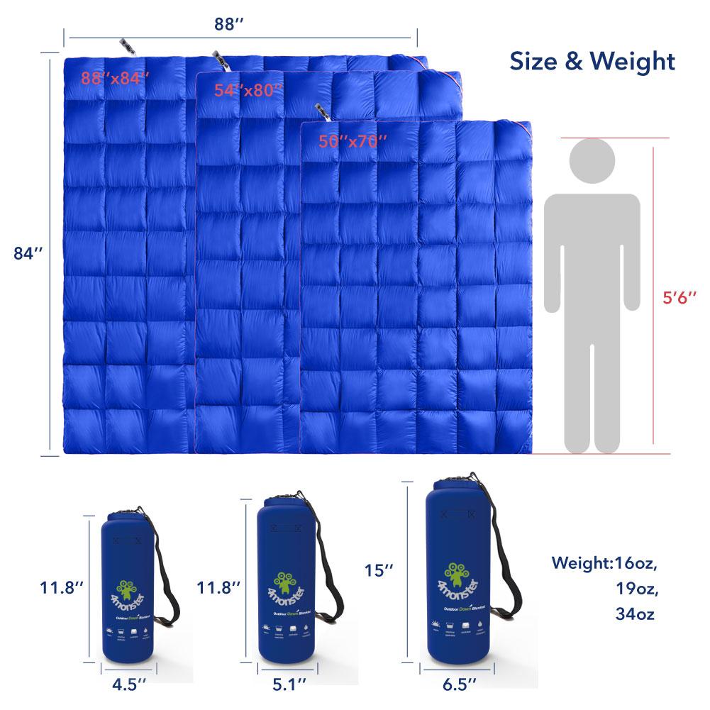 4Monster 650 Fill Power lightweight camping Packable Down Puffy Blanket - Trellis Camping Blanket 4Monster
