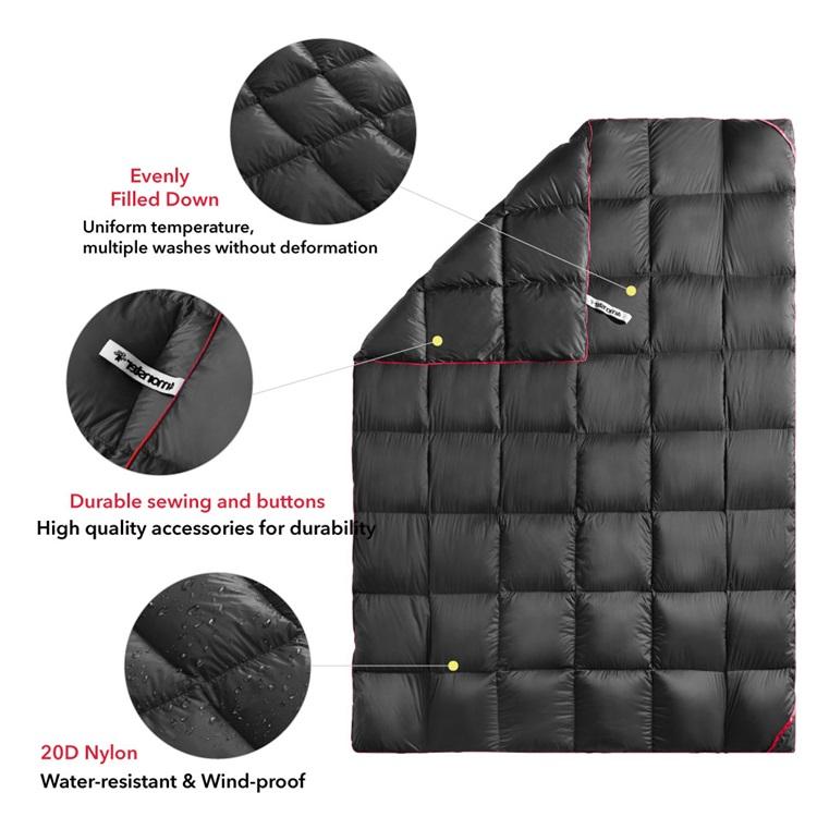 4Monster 650 Fill Power lightweight camping Packable Down Puffy Blanket - Trellis Camping Blanket 4Monster