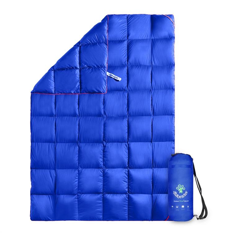 4Monster 650 Fill Power lightweight camping Packable Down Puffy Blanket - Trellis Camping Blanket 4Monster Blue S (50”X70”)