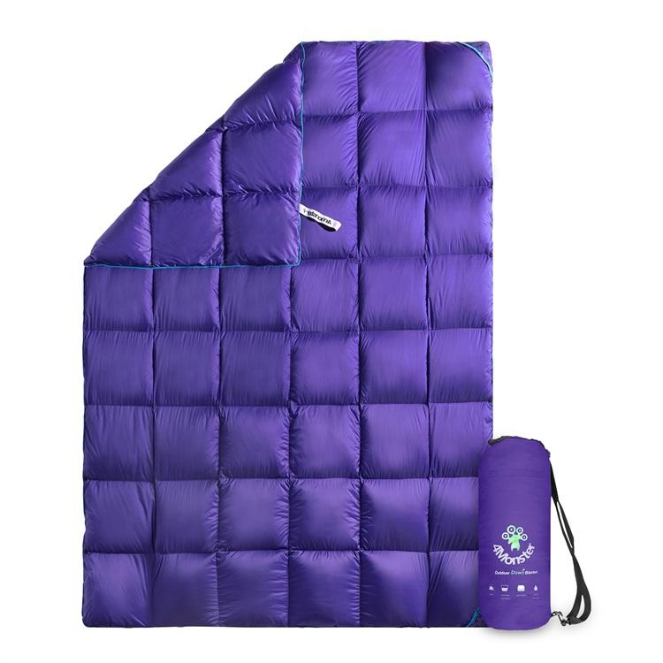 4Monster 650 Fill Power lightweight camping Packable Down Puffy Blanket - Trellis Camping Blanket 4Monster Purple S (50”X70”)