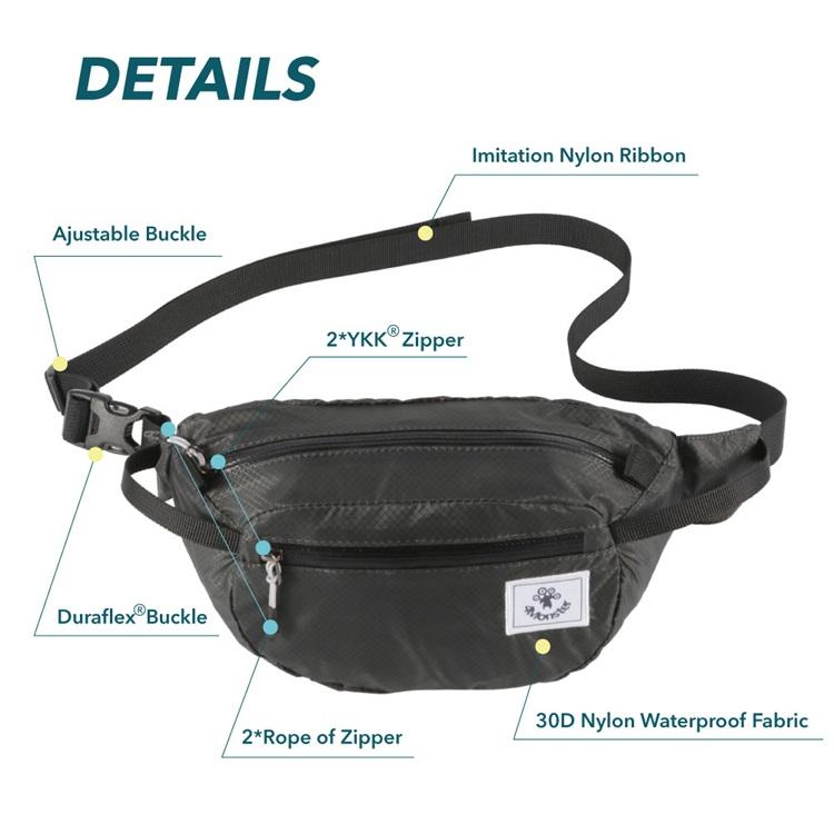 4Monster Hiking Waist Packs Portable with Multi-Pockets Adjustable Belts- Plain Color waist bag 4Monster