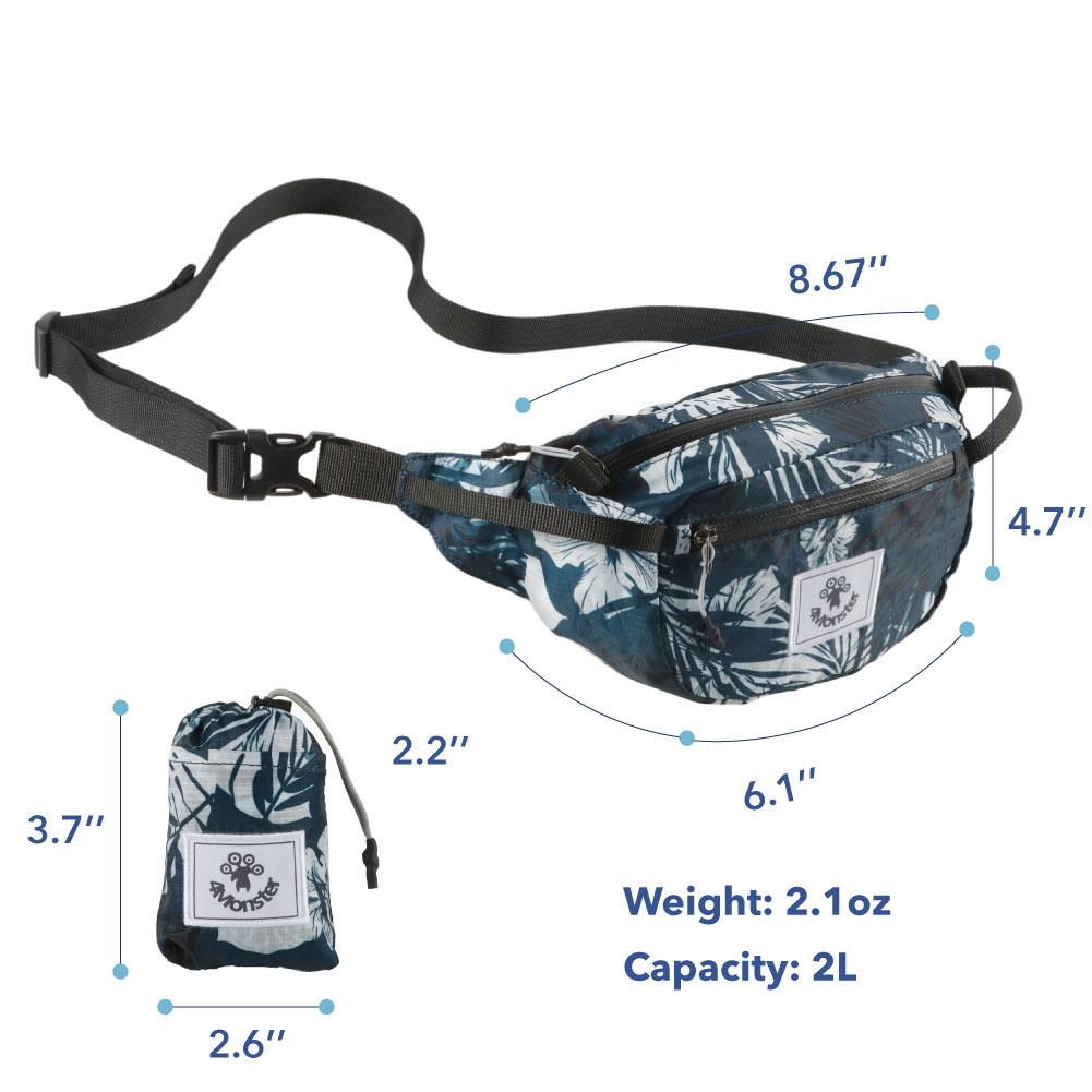 4Monster Hiking Waist Packs Portable with Multi-Pockets Adjustable Belts-Printed Style waist bag 4Monster