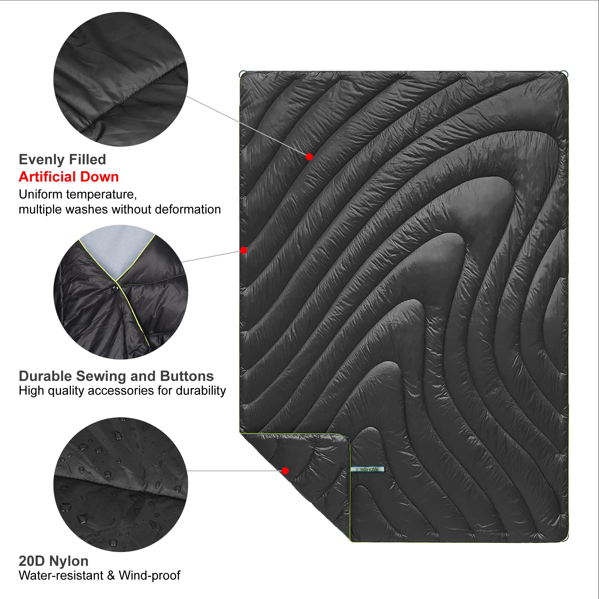 4Monster Water-resistant Double Puffy Camping Packable Blanket Camping Blanket 4monster outdoor
