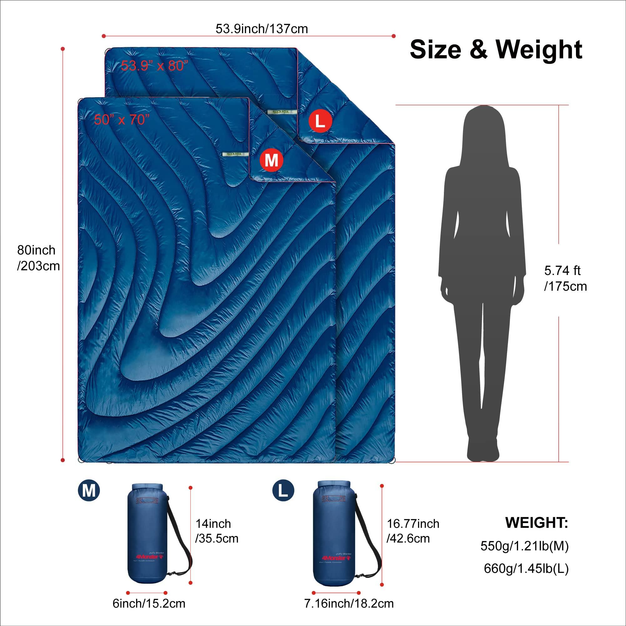 4Monster Water-resistant Double Puffy Camping Packable Blanket Camping Blanket 4monster outdoor
