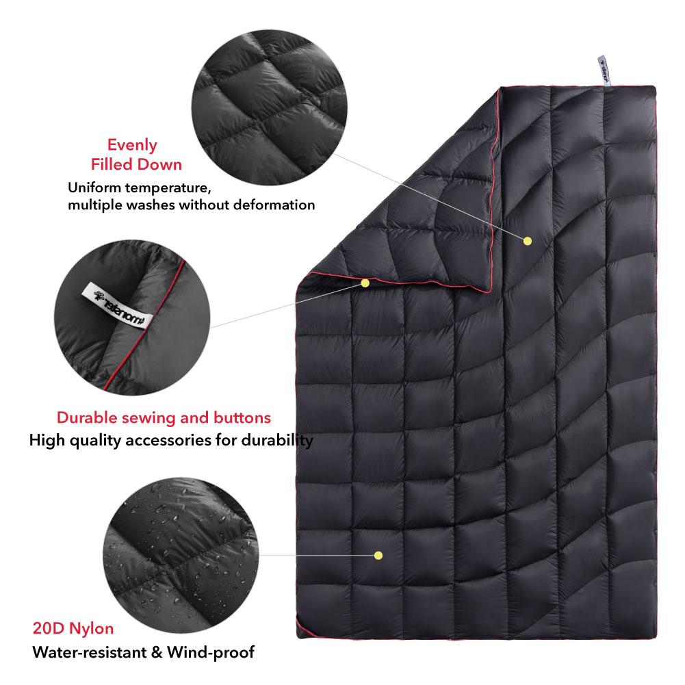 4Monster 650 Fill Power lightweight camping Packable Down Puffy Blanket - Water ripples Camping Blanket 4Monster