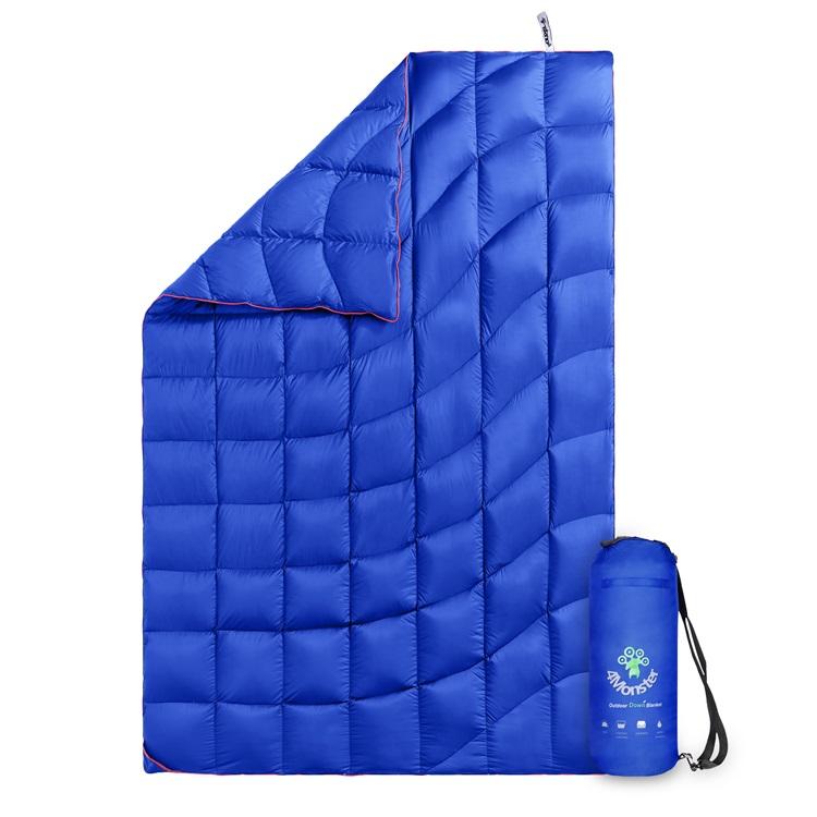 4Monster 650 Fill Power lightweight camping Packable Down Puffy Blanket - Water ripples Camping Blanket 4Monster M (54”x80”) Blue