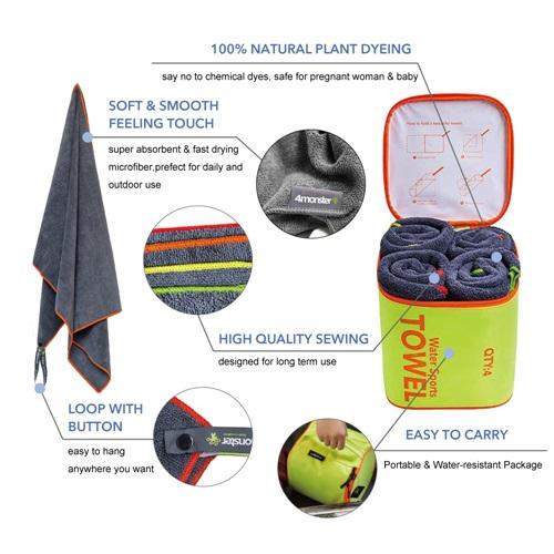 4Monster Water Sports Microfiber Terry Towel 4 In Set microfiber towel 4Monster
