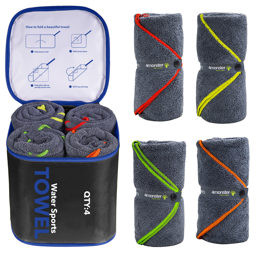 As low as $9.9-4Monster Water Sports Microfiber Terry Towel 4 In Set microfiber towel 4Monster