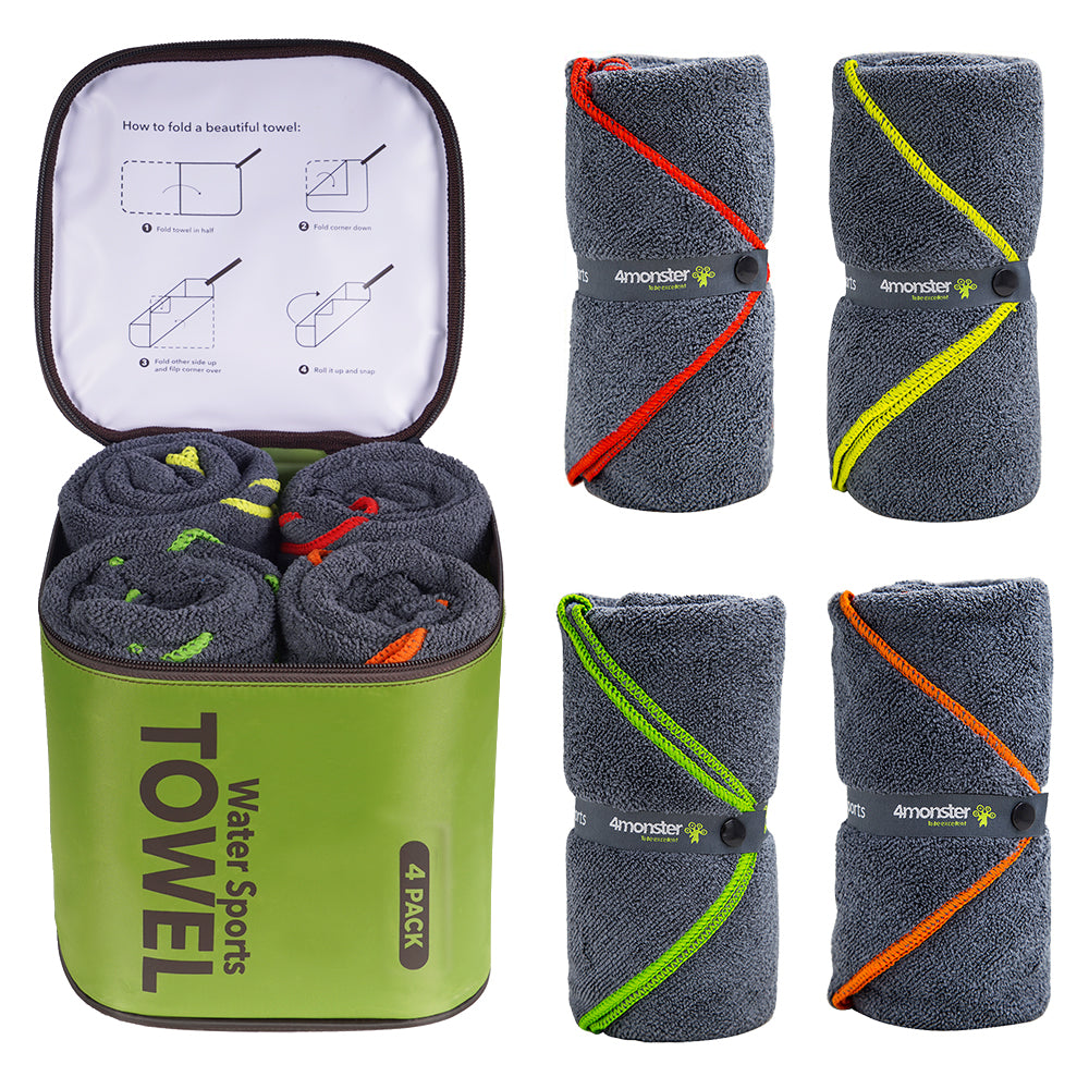 As low as $9.9-4Monster Water Sports Microfiber Terry Towel 4 In Set microfiber towel 4Monster