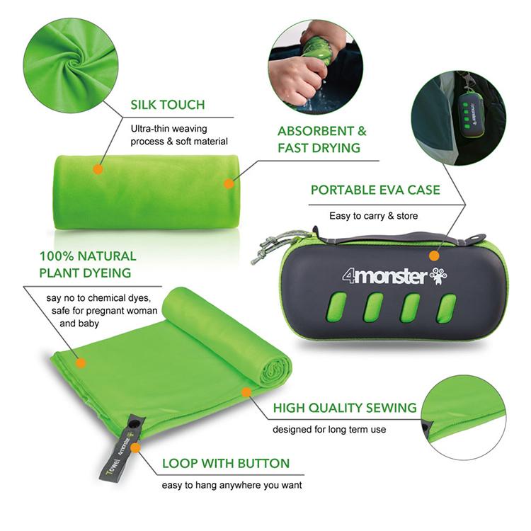 EVA Case 100% Polyester Microfiber Towel microfiber towel 4Monster