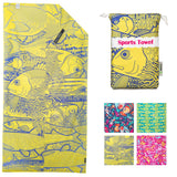 Load image into Gallery viewer, 4Monster Microfiber Beach Towel Quick Dry Absorbent Lightweight Towel Fish Fashion microfiber towel 4Monster Yellow Large (63 x 31.5 inches) 