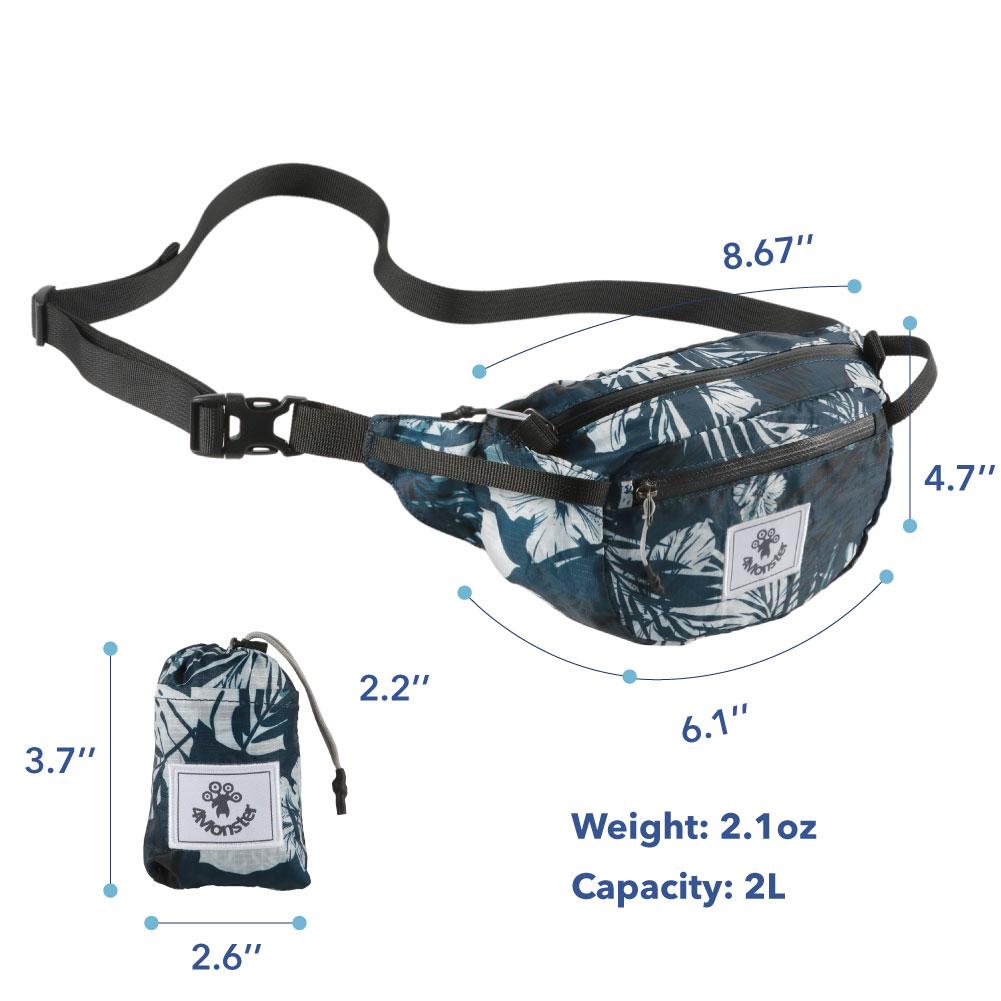 4Monster Hiking Waist Packs Portable with Multi-Pockets Adjustable Belts-  Plain Color